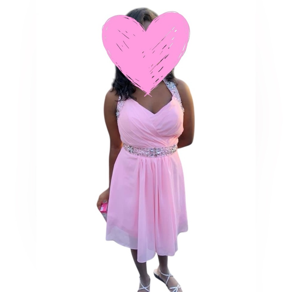Elegant Pink Gown with Embellished Details